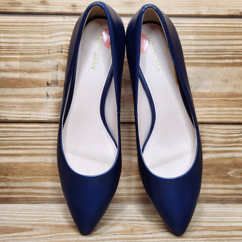 Cole Haan Womens Quincy Classic Pump Heel Blue Leather Slip On Pointed Toe 7B - Picture 6 of 9